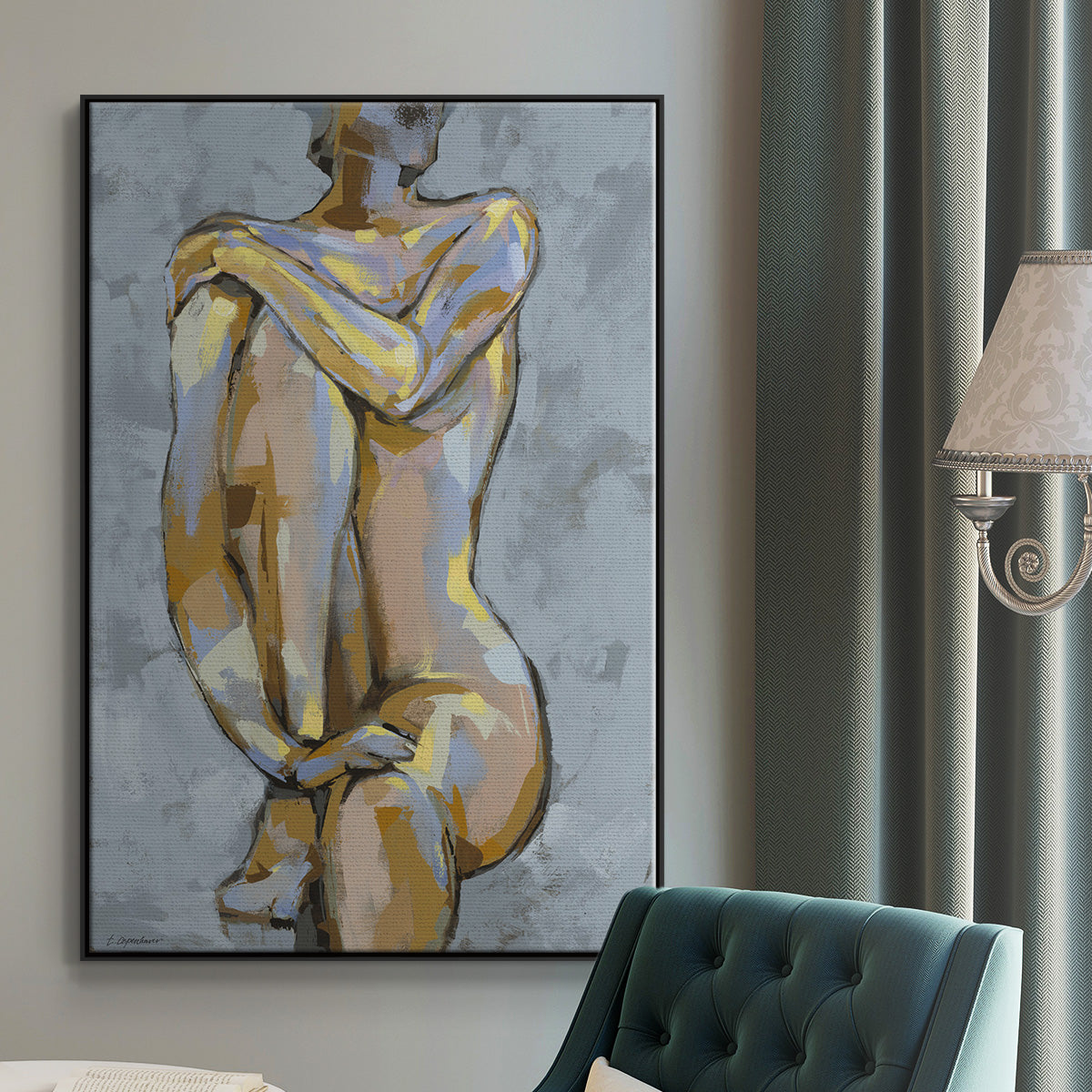 Grey Maiden I - Floater Framed Canvas Print