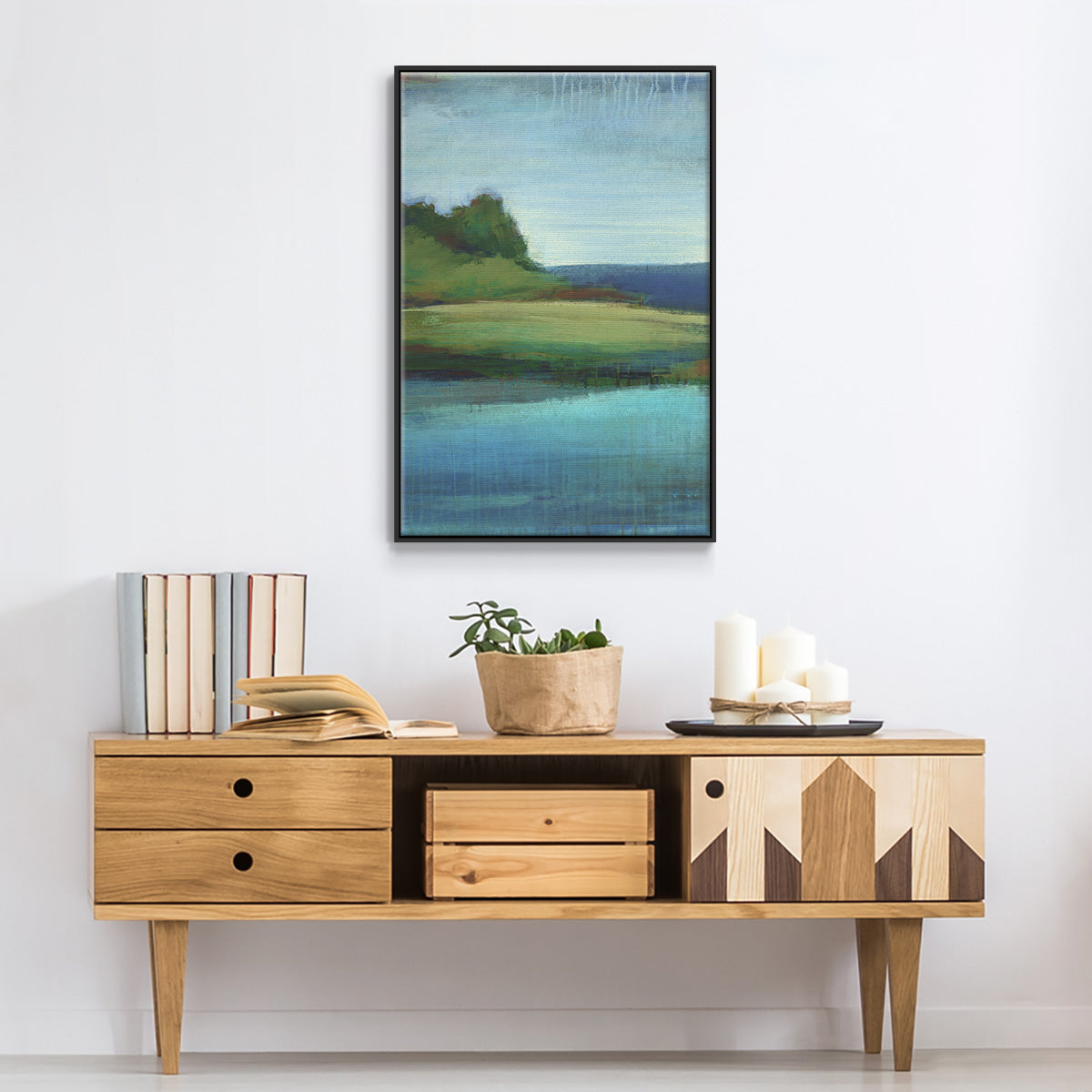 Silent Lakeside I - Floater Framed Canvas Print