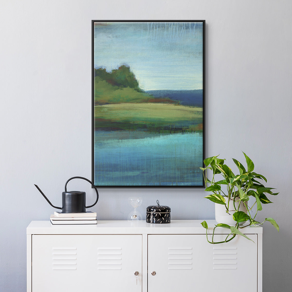 Silent Lakeside I - Floater Framed Canvas Print