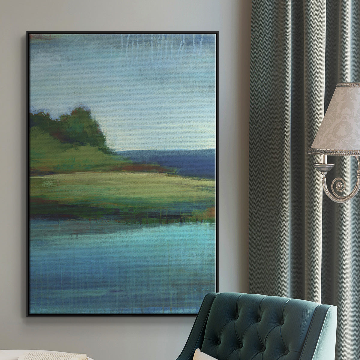 Silent Lakeside I - Floater Framed Canvas Print