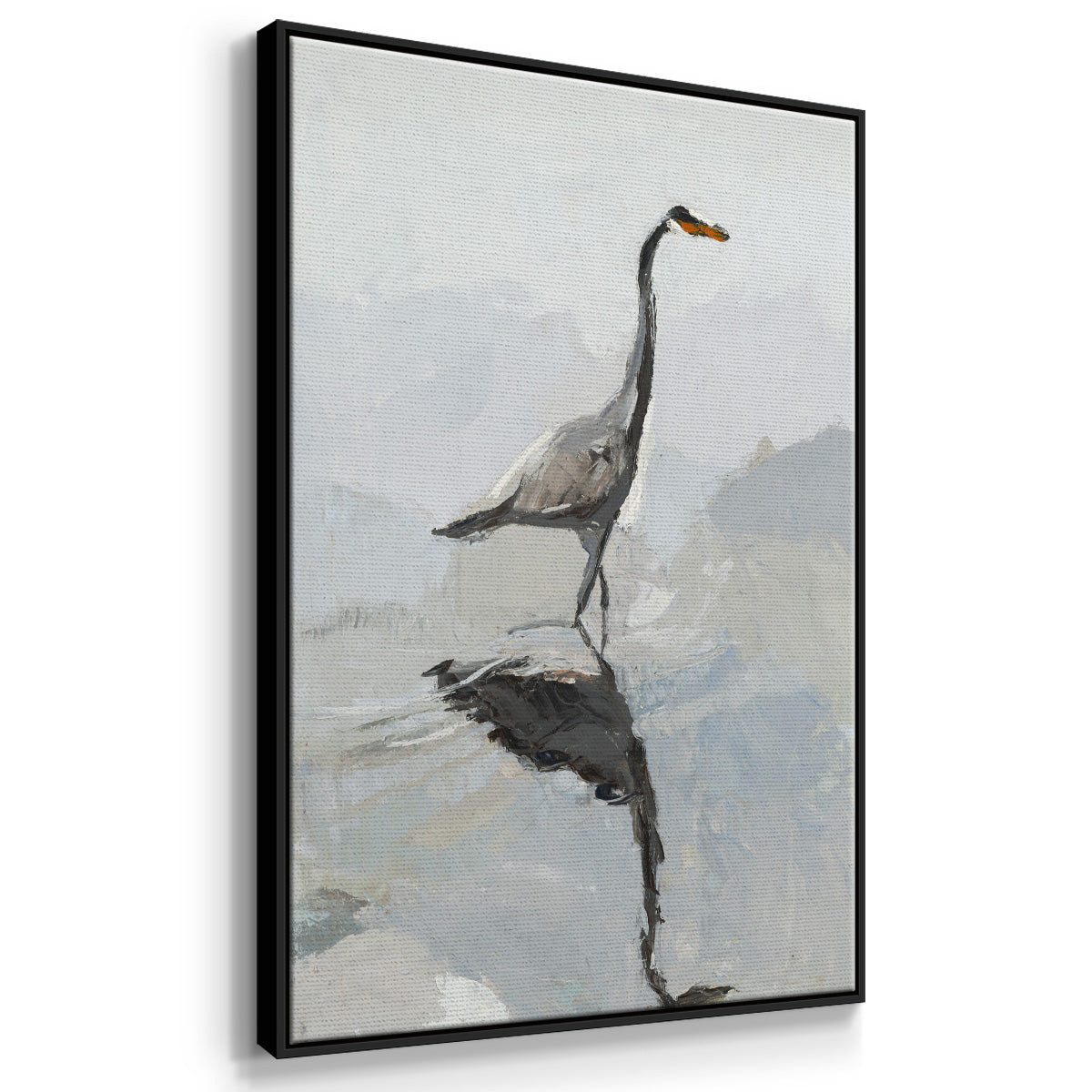 Heron - Floater Framed Canvas Print