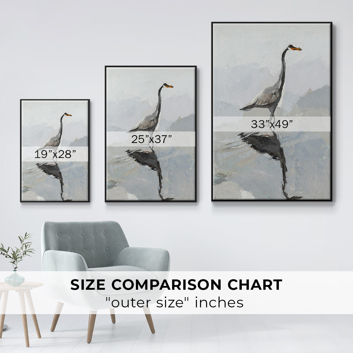 Heron - Floater Framed Canvas Print