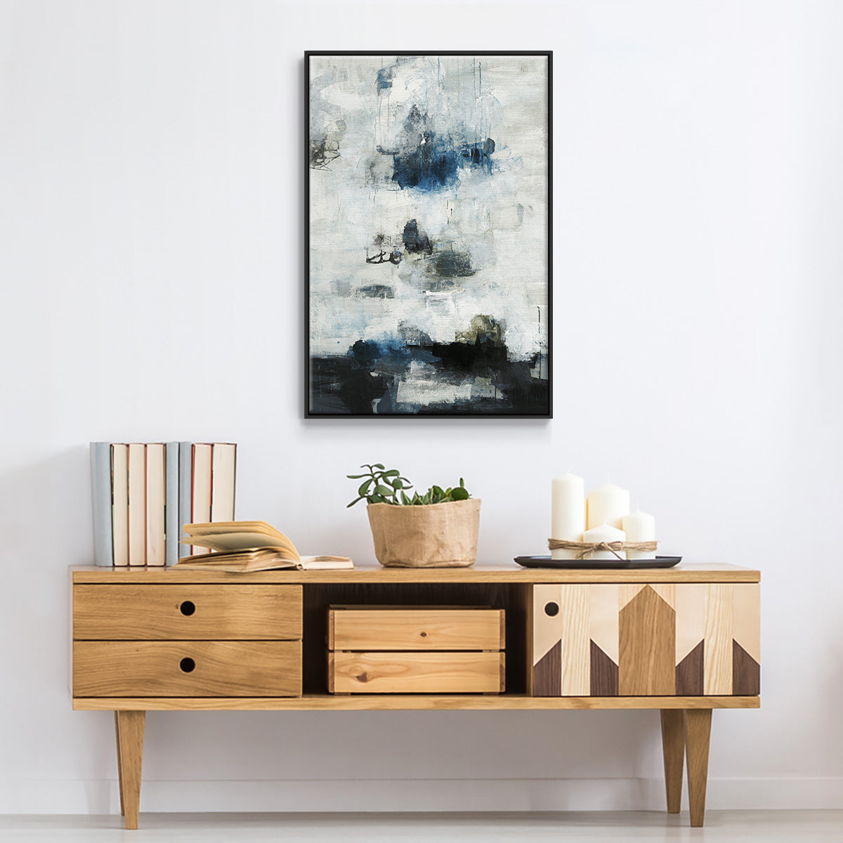 Black & Blue - Floater Framed Canvas Print