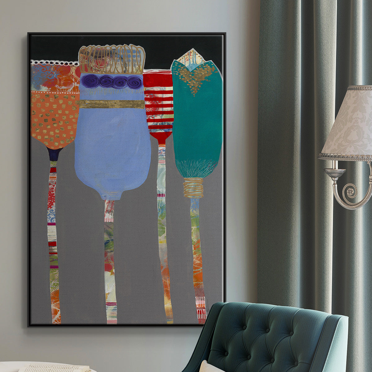 Tall Tulips - Floater Framed Canvas Print