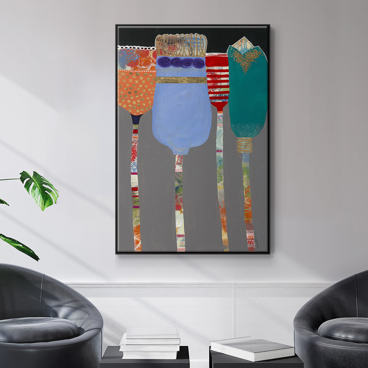 Tall Tulips - Floater Framed Canvas Print