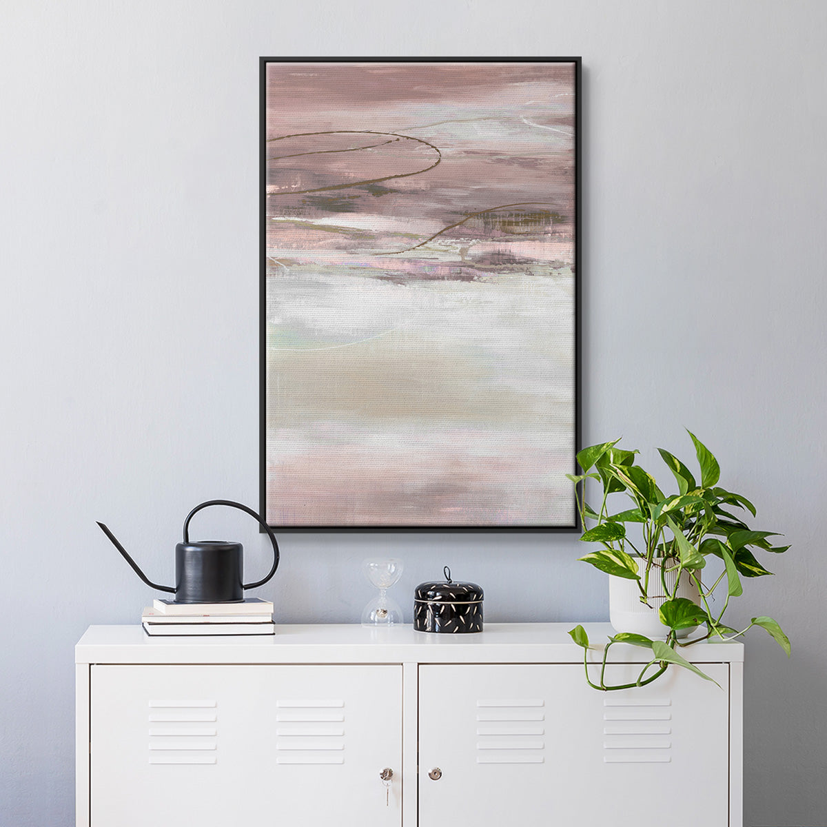 Geo Cache in Pale - Floater Framed Canvas Print