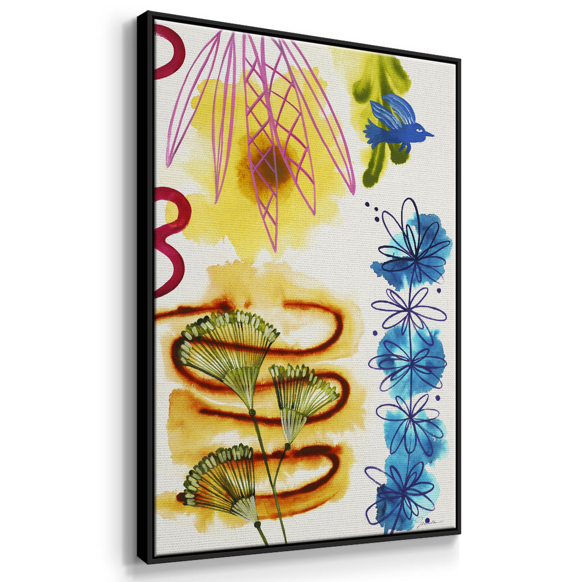 Flower Power I - Floater Framed Canvas Print