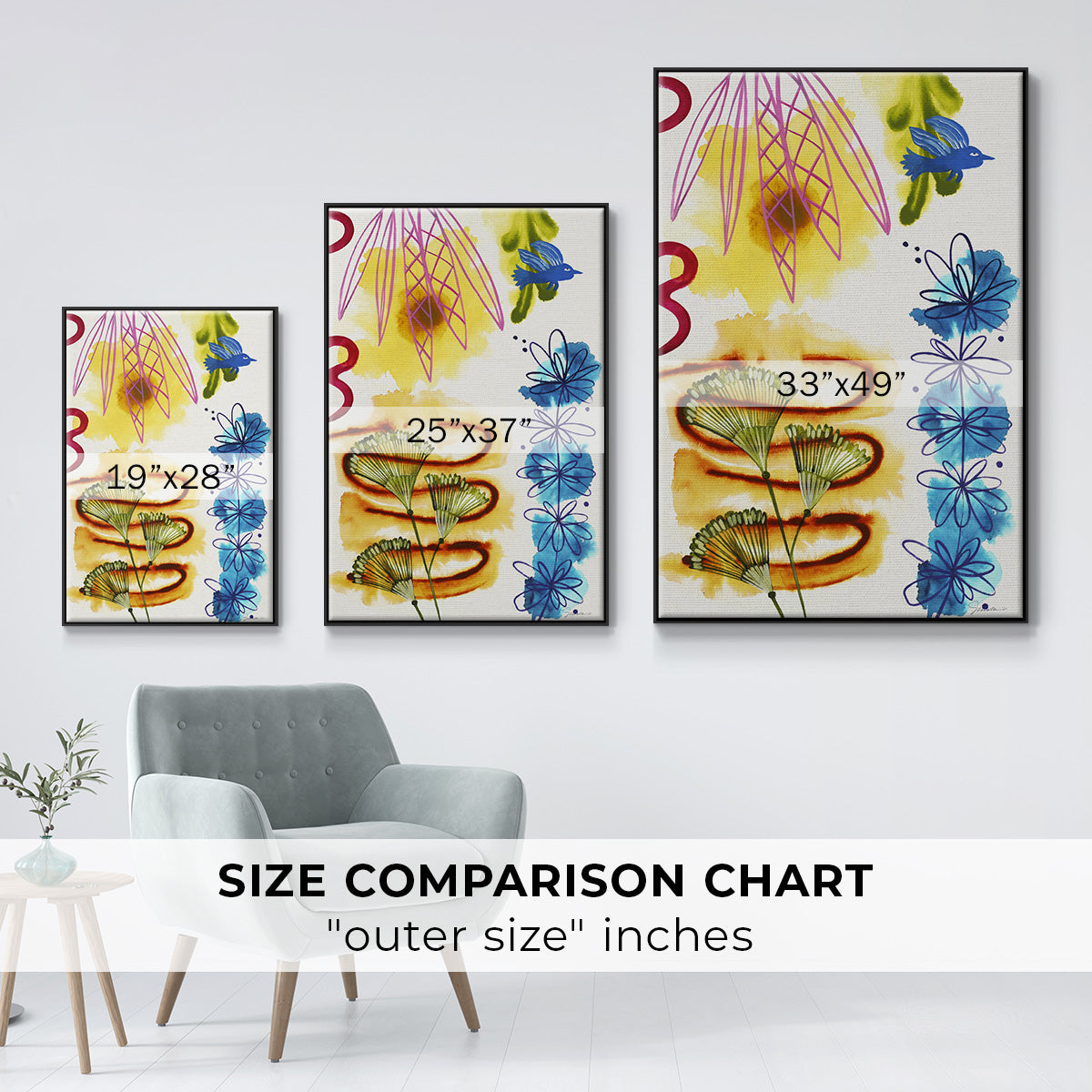 Flower Power I - Floater Framed Canvas Print