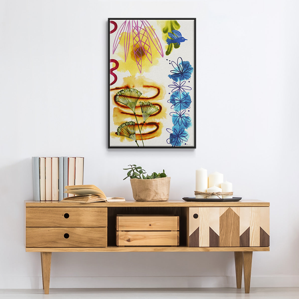 Flower Power I - Floater Framed Canvas Print