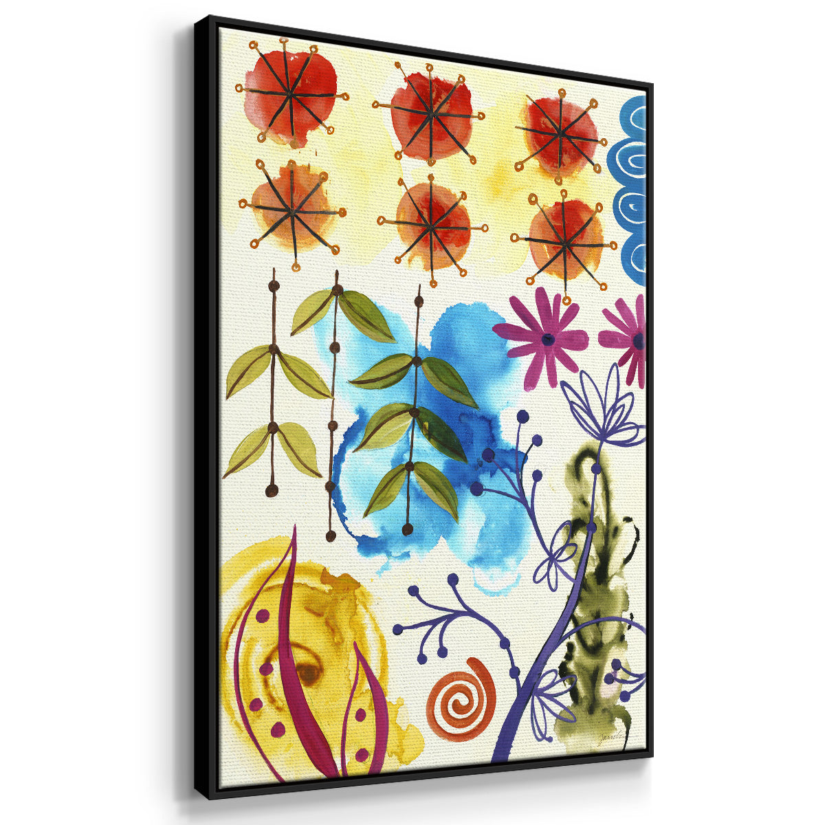 Flower Power II - Floater Framed Canvas Print