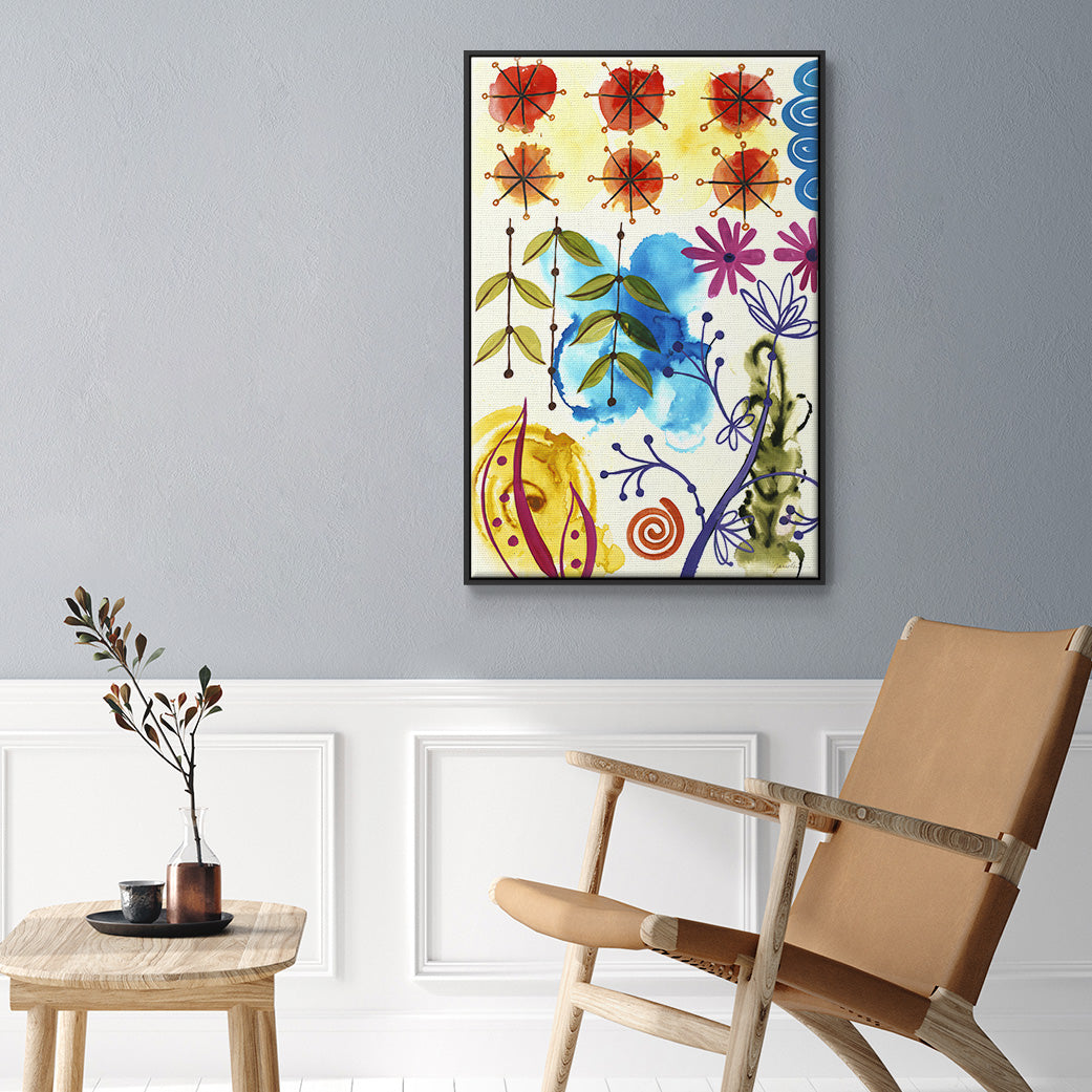 Flower Power II - Floater Framed Canvas Print