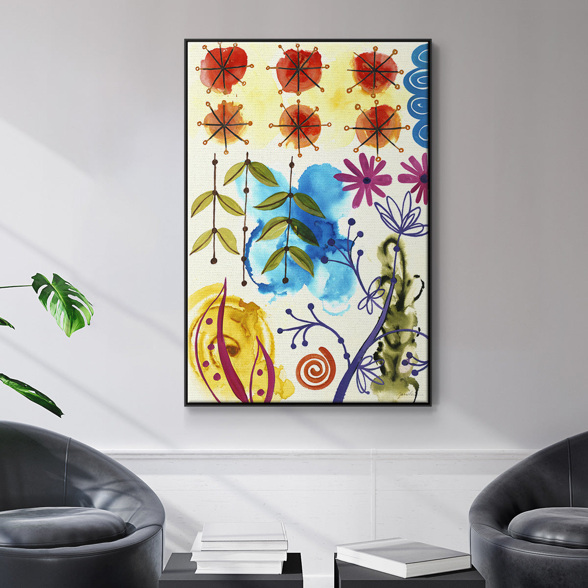 Flower Power II - Floater Framed Canvas Print