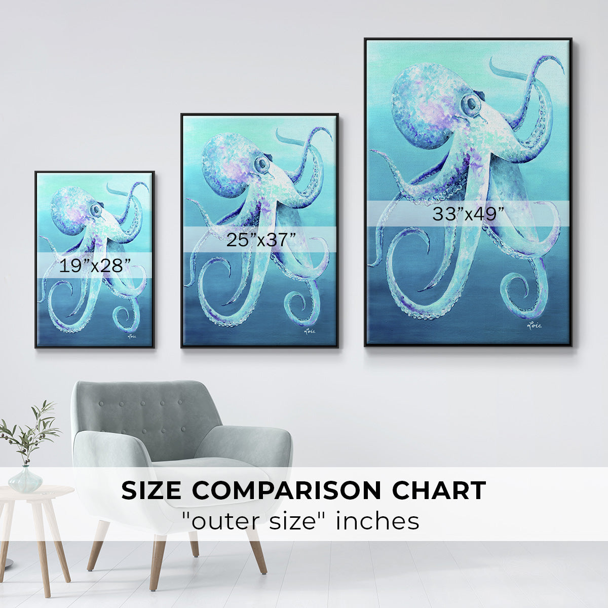 Octopus - Floater Framed Canvas Print