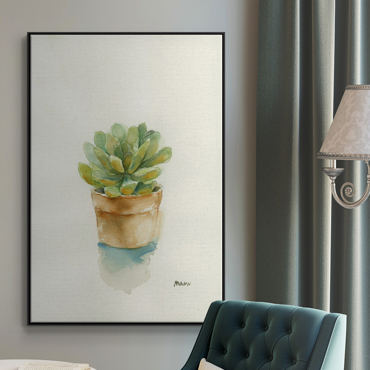 Succulent II - Floater Framed Canvas Print