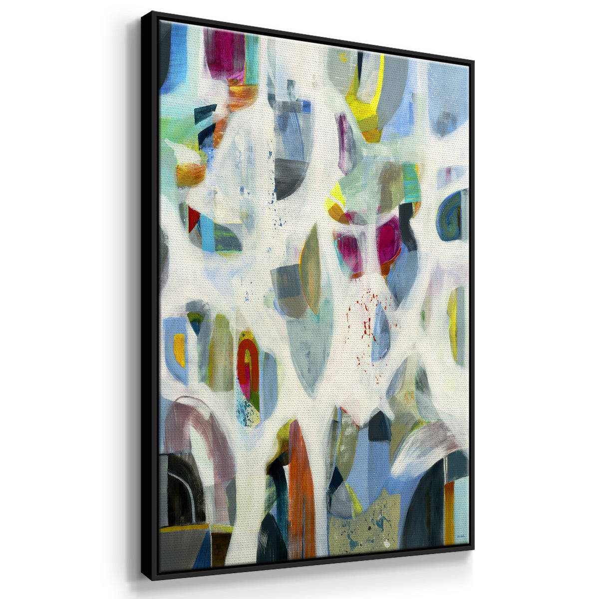 Interaction - Floater Framed Canvas Print