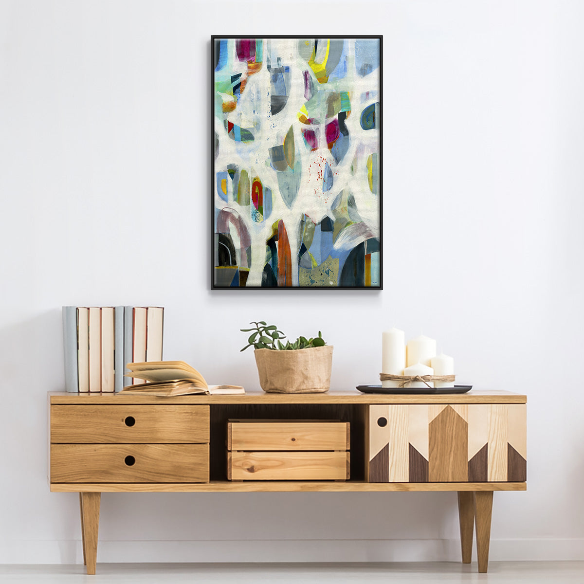 Interaction - Floater Framed Canvas Print