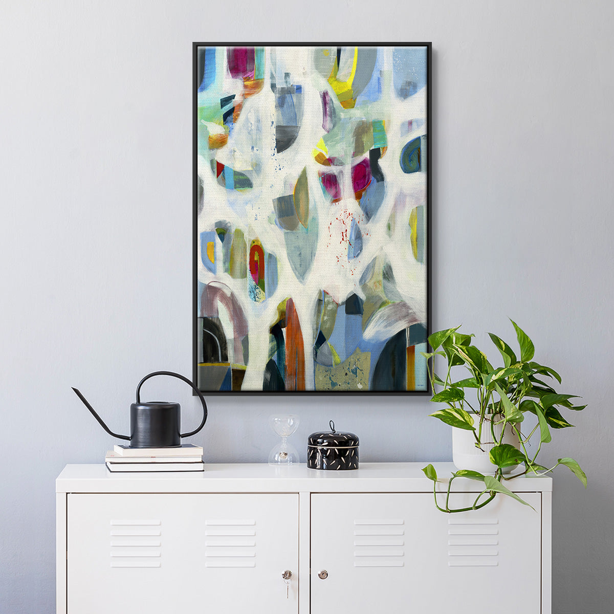 Interaction - Floater Framed Canvas Print