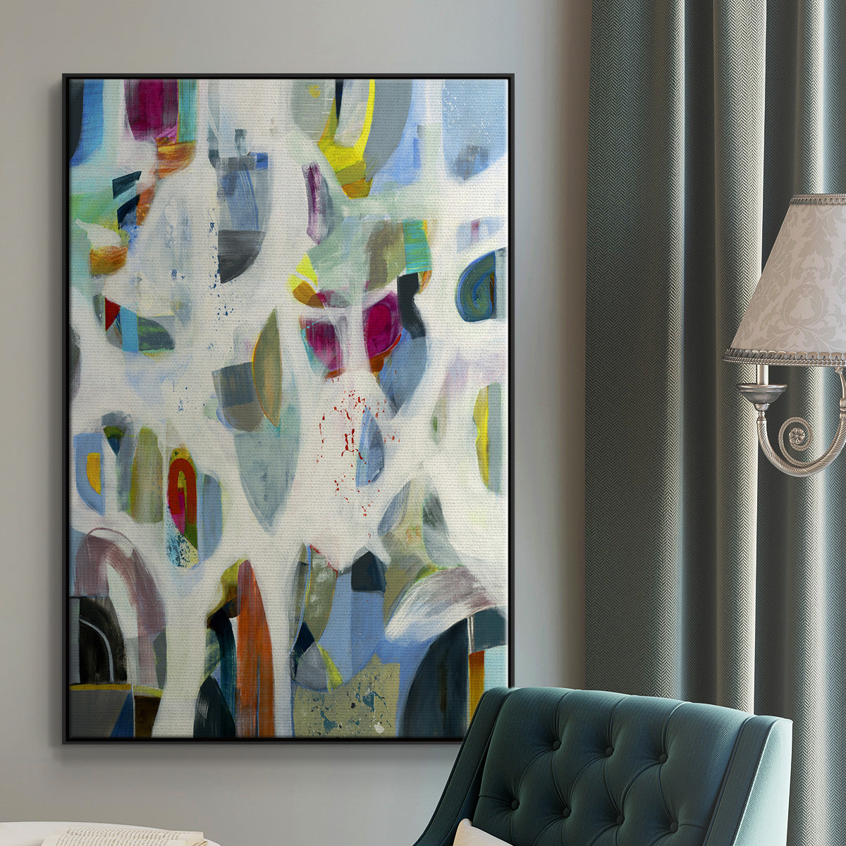 Interaction - Floater Framed Canvas Print