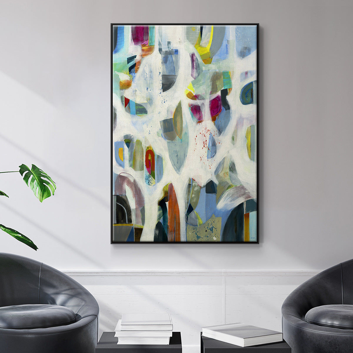 Interaction - Floater Framed Canvas Print