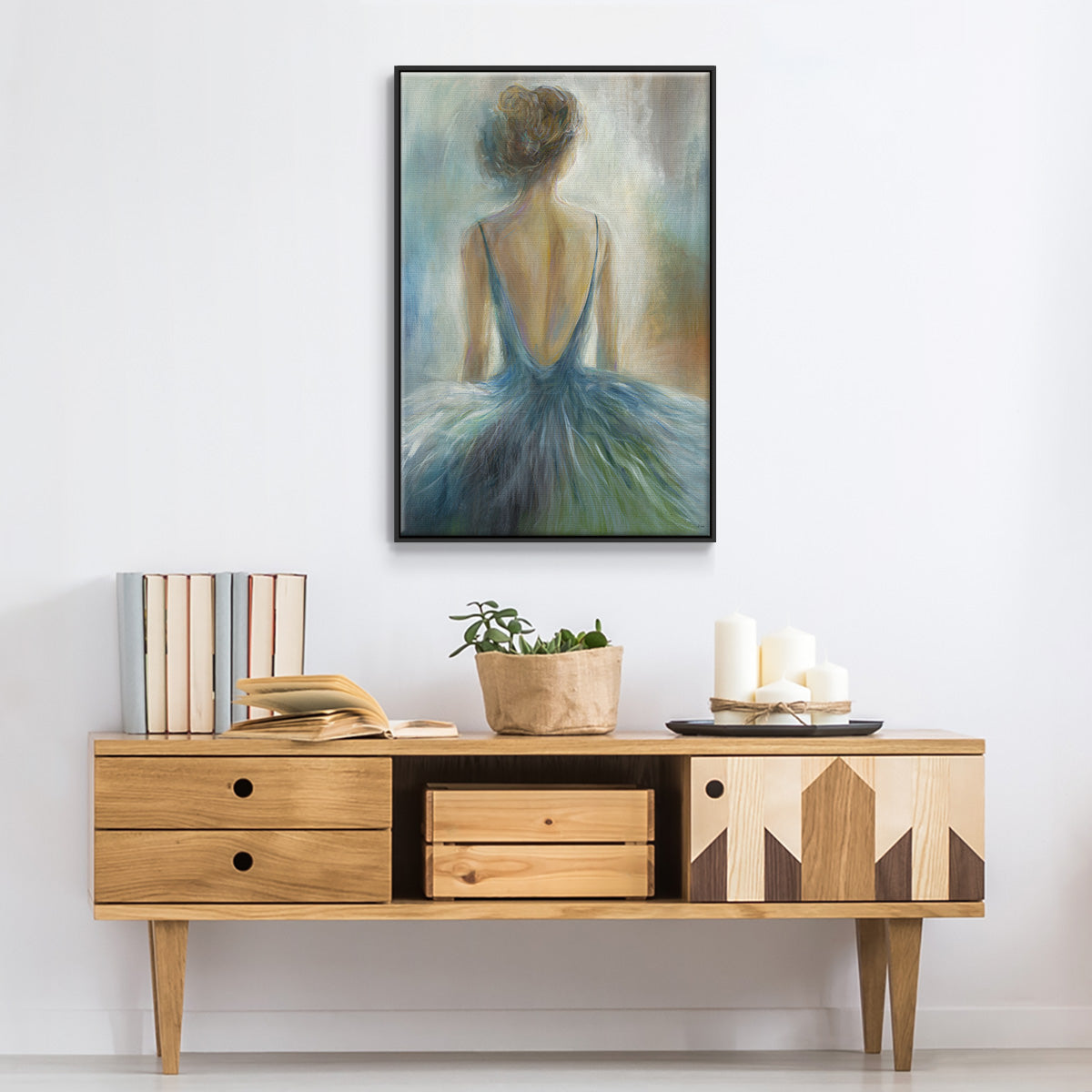 Lady in Blue - Floater Framed Canvas Print
