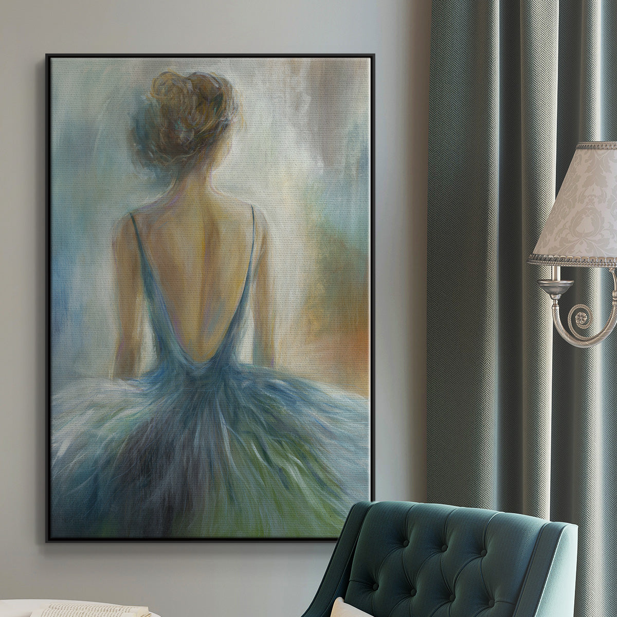 Lady in Blue - Floater Framed Canvas Print