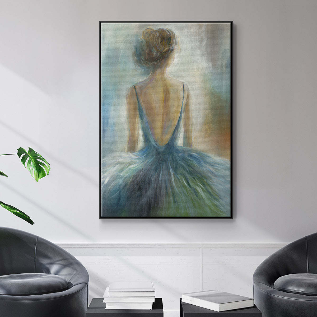 Lady in Blue - Floater Framed Canvas Print