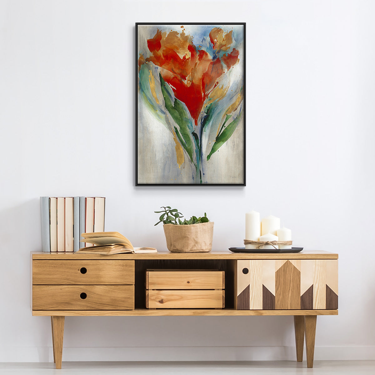 Wild Flower Bouquet - Floater Framed Canvas Print