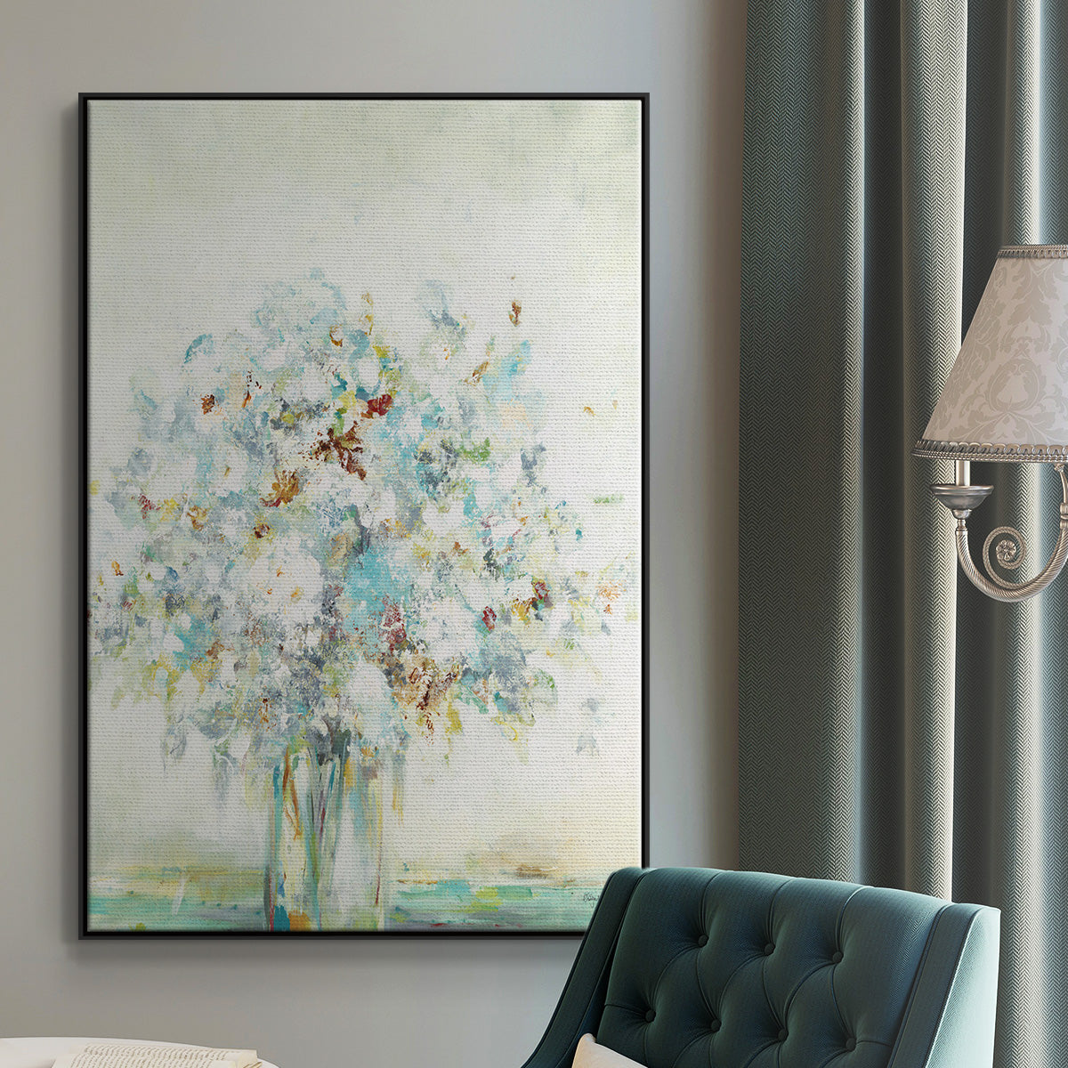 Textured Bouquet - Floater Framed Canvas Print