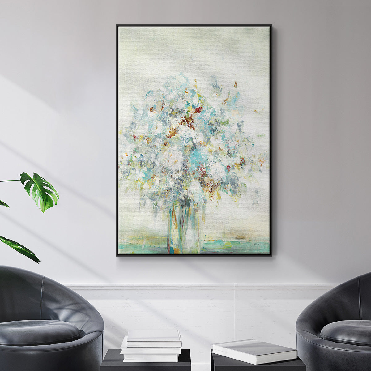 Textured Bouquet - Floater Framed Canvas Print