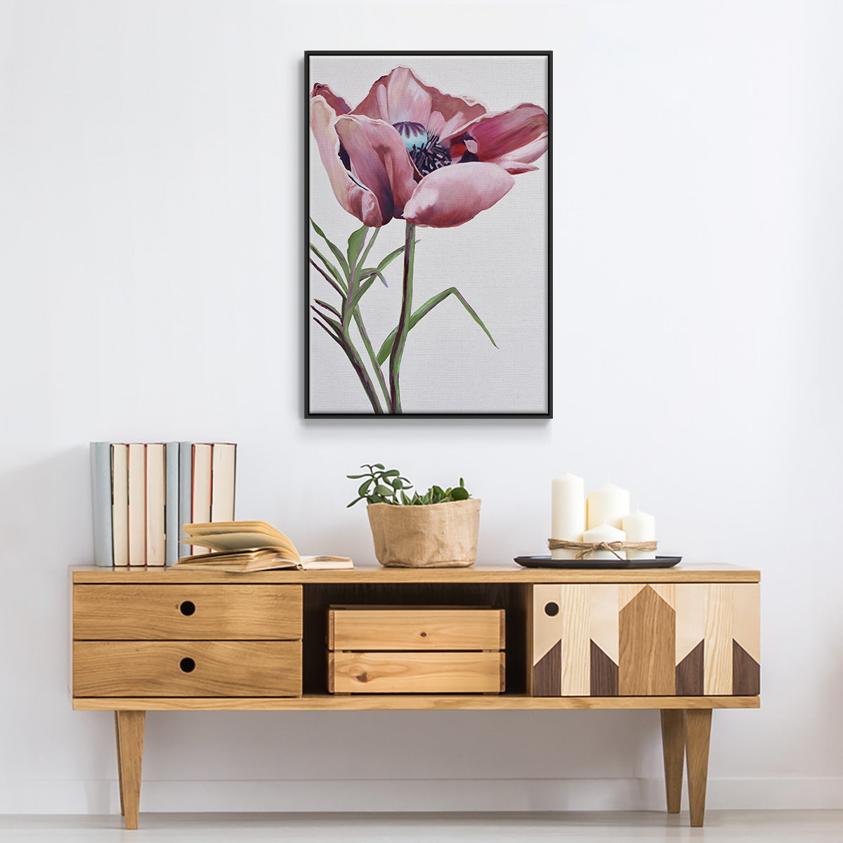 Paris Poppy - Floater Framed Canvas Print