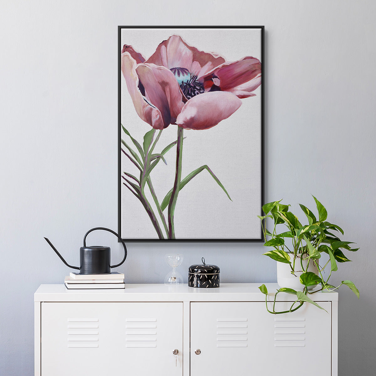 Paris Poppy - Floater Framed Canvas Print