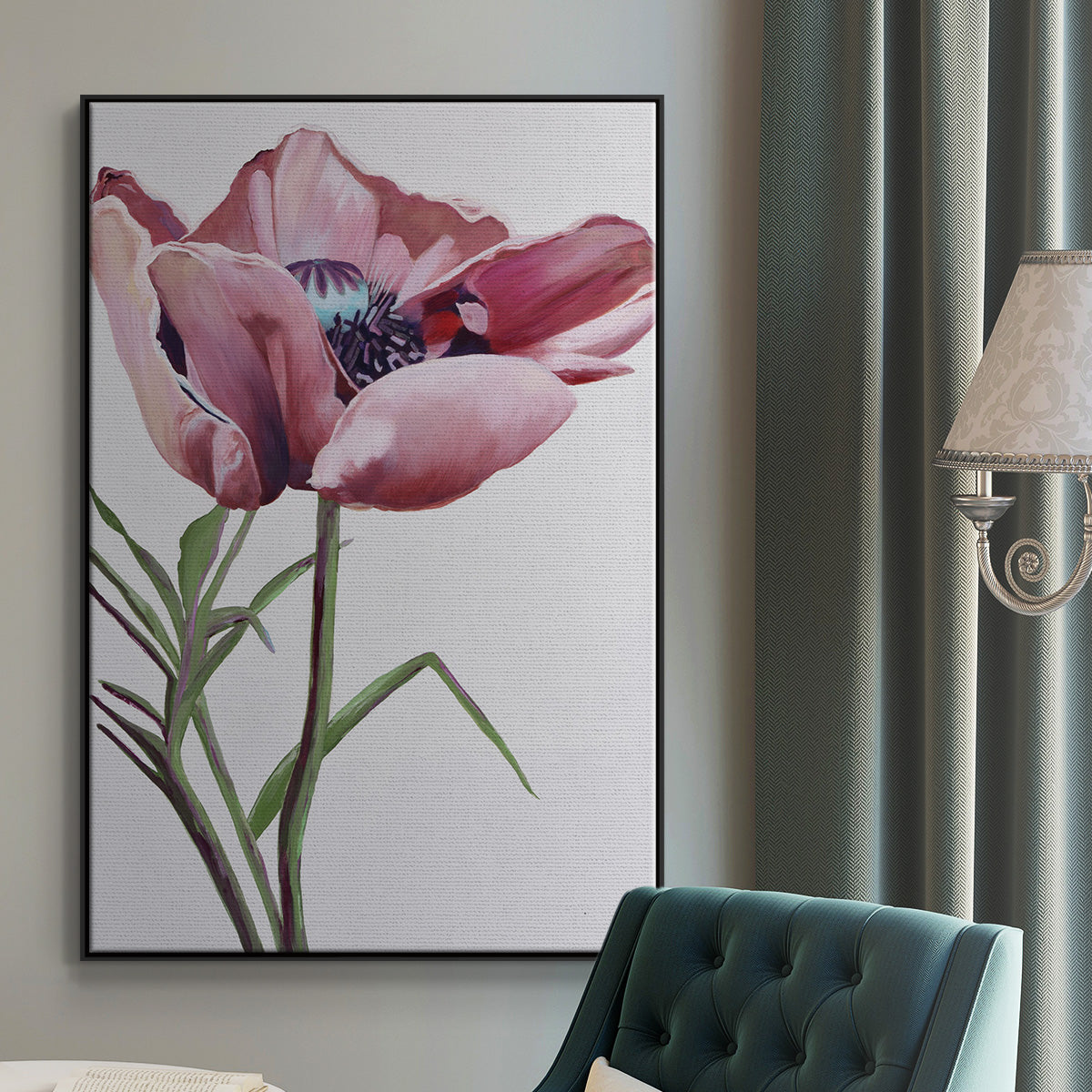 Paris Poppy - Floater Framed Canvas Print