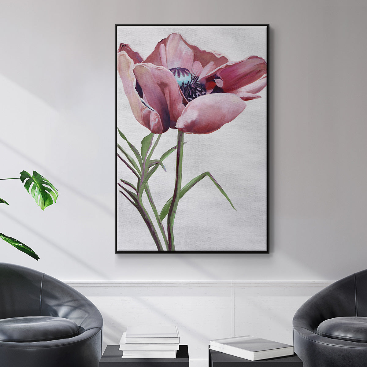 Paris Poppy - Floater Framed Canvas Print