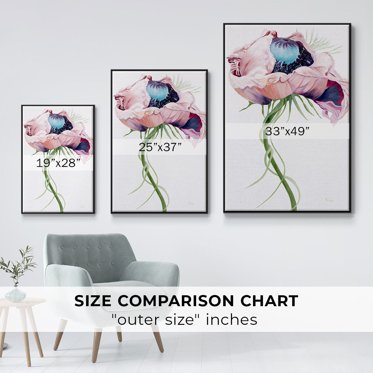 Paris Poppy II - Floater Framed Canvas Print