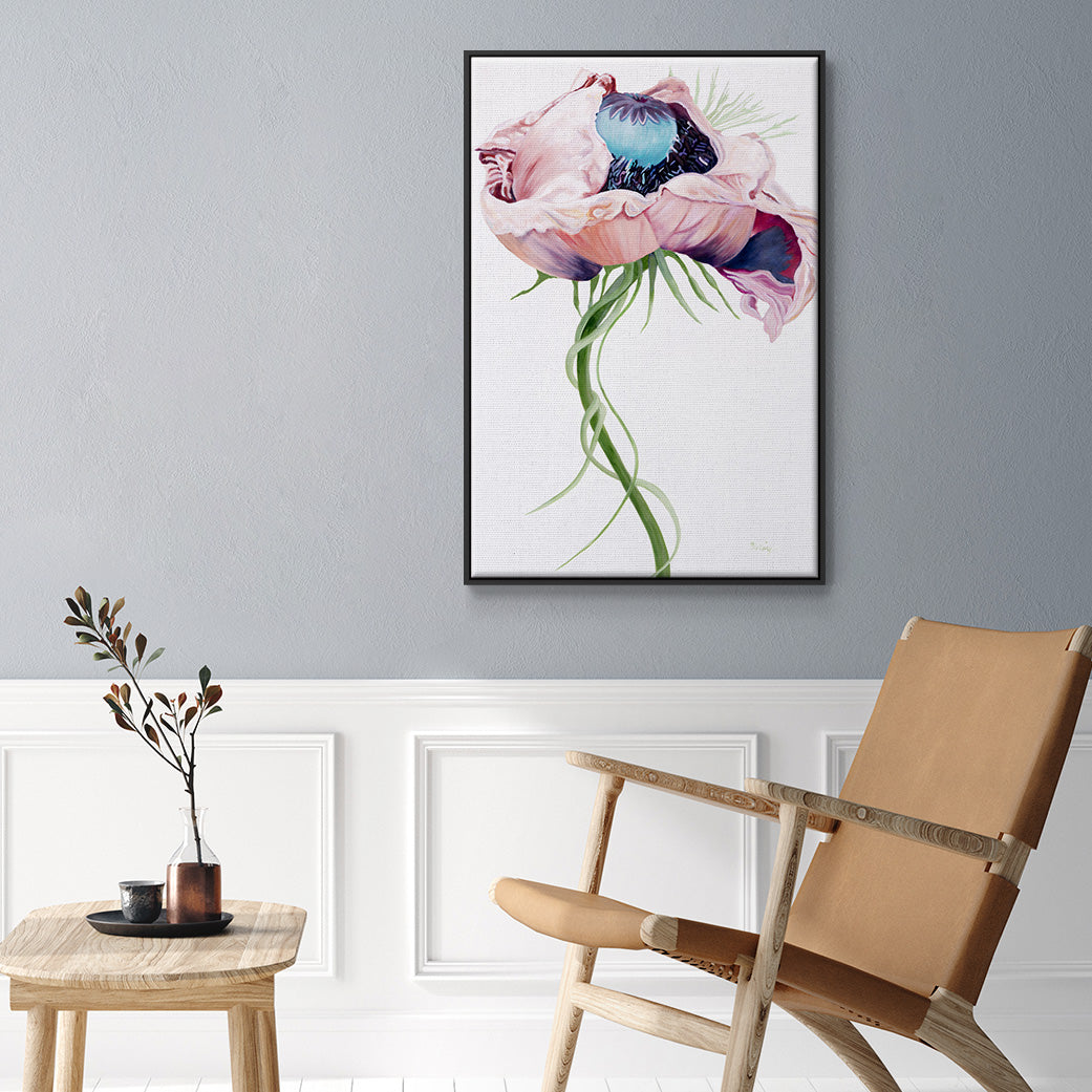 Paris Poppy II - Floater Framed Canvas Print
