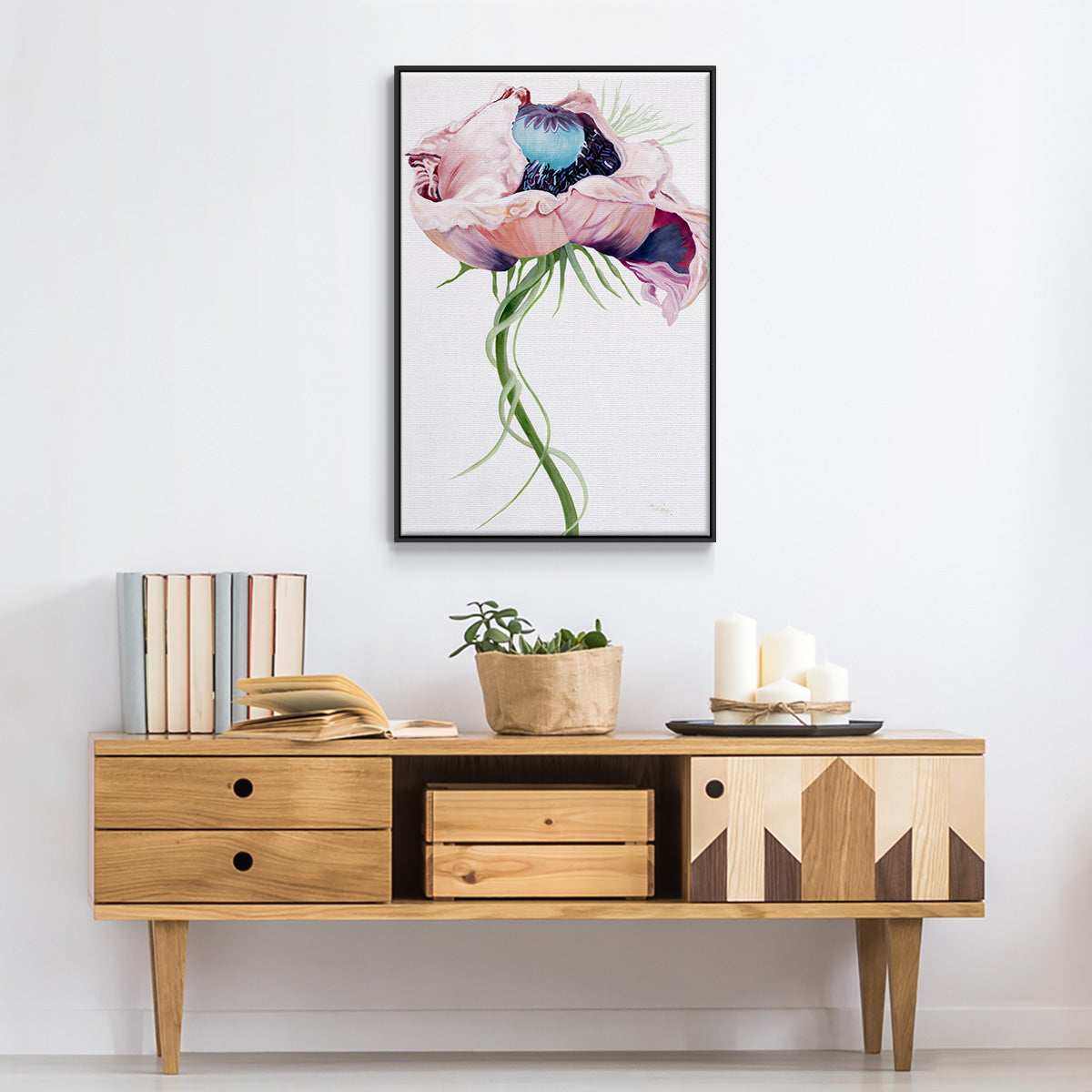 Paris Poppy II - Floater Framed Canvas Print