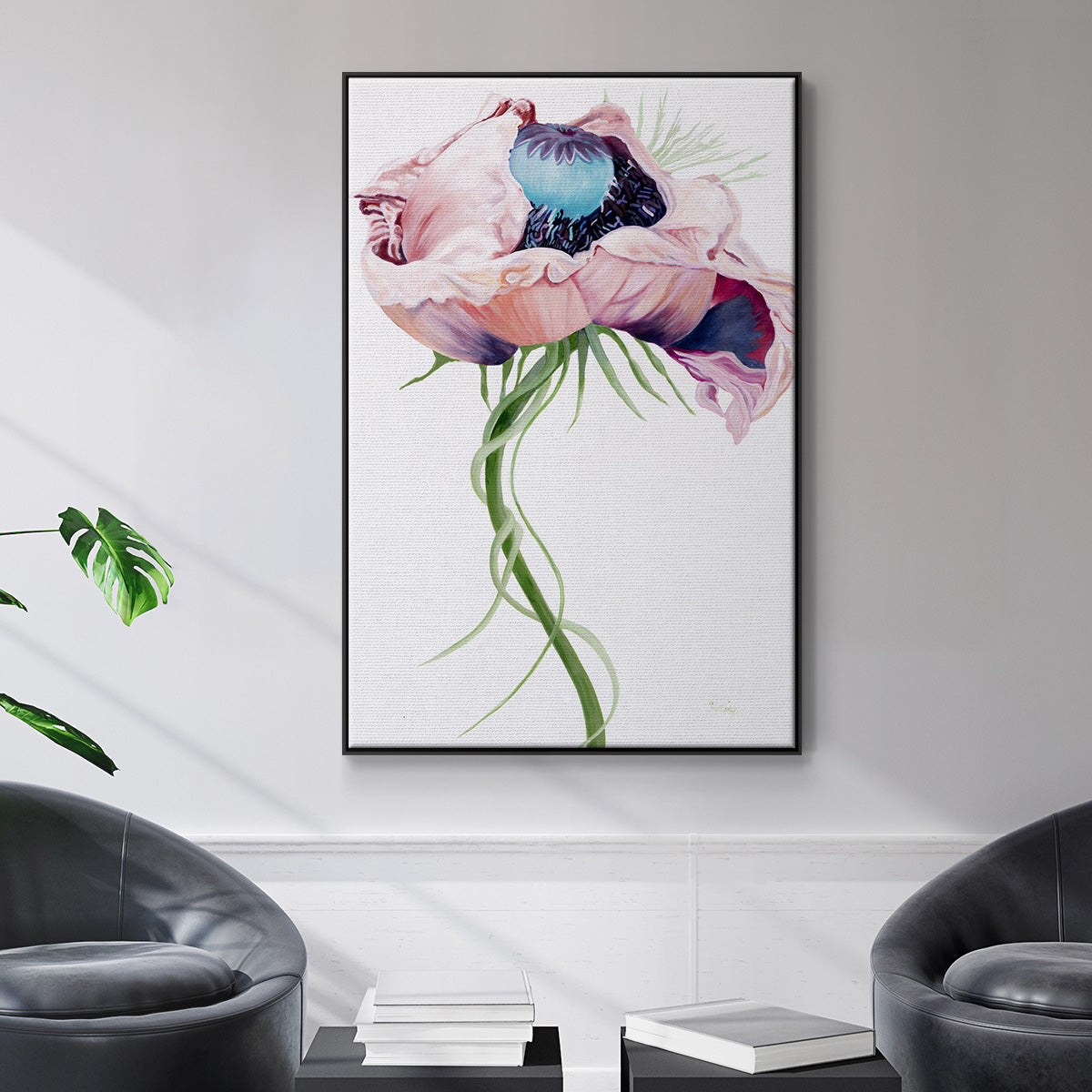 Paris Poppy II - Floater Framed Canvas Print
