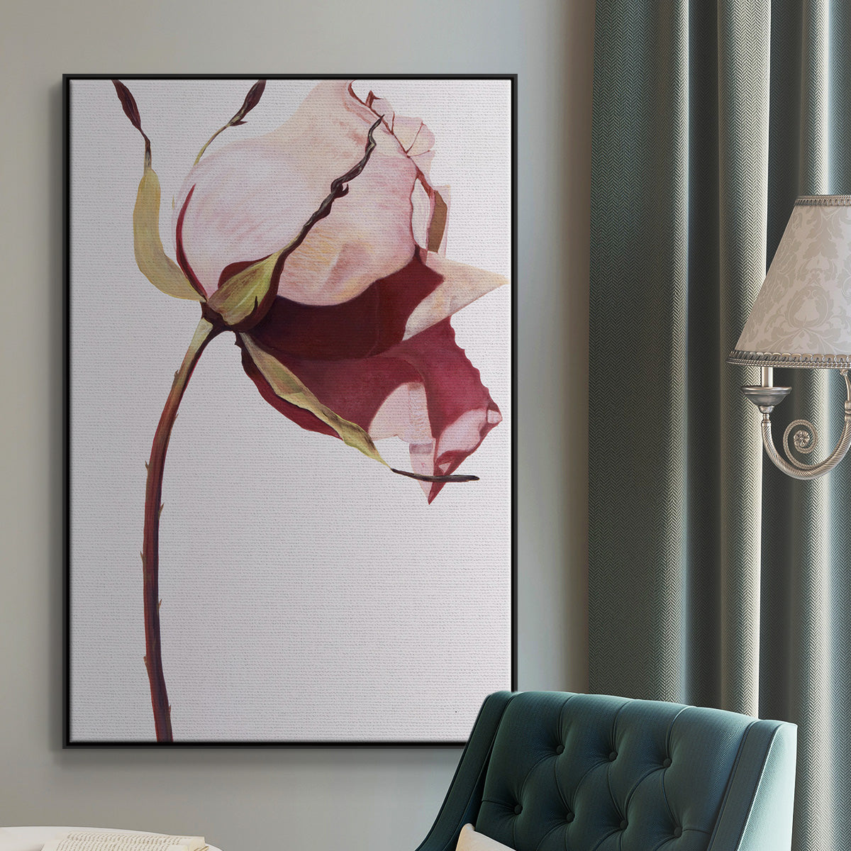 Love Is A Rose I - Floater Framed Canvas Print