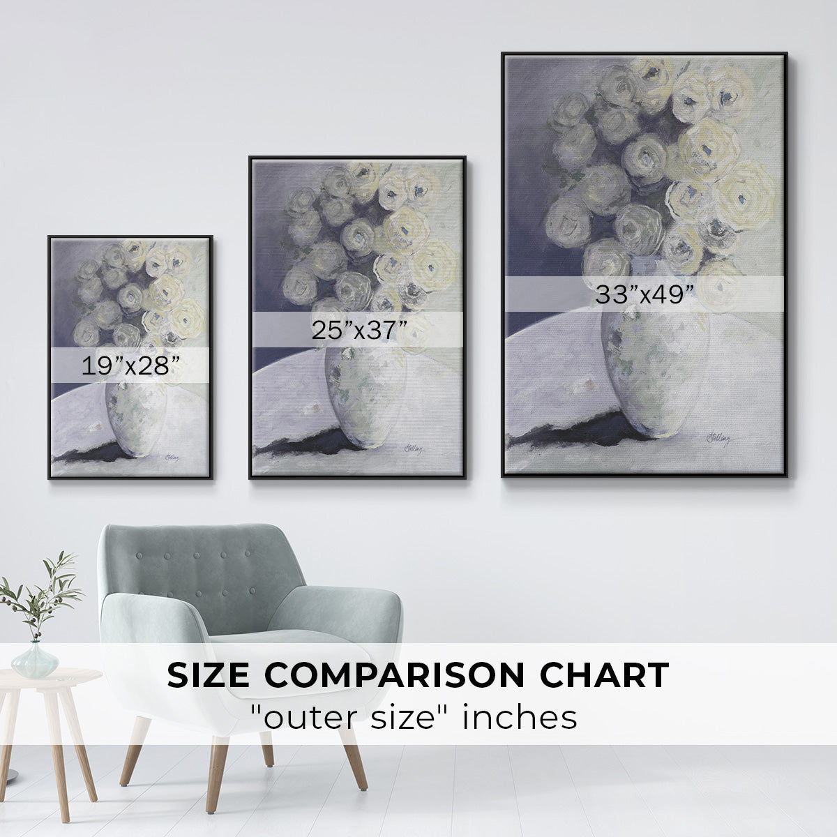 Green Vase with Yellow Flowers - Floater Framed Canvas Print