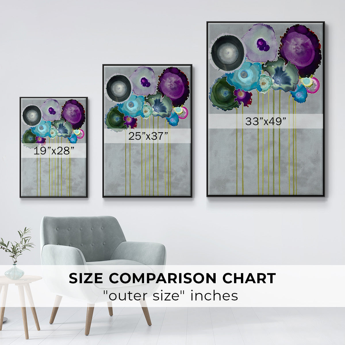 Silver Bouquet - Floater Framed Canvas Print