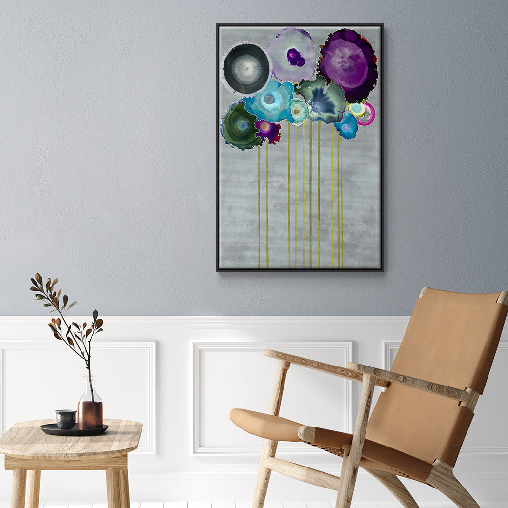 Silver Bouquet - Floater Framed Canvas Print