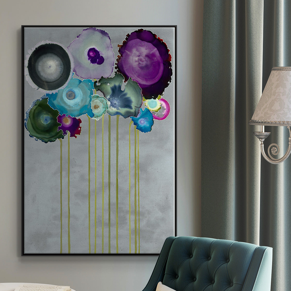 Silver Bouquet - Floater Framed Canvas Print