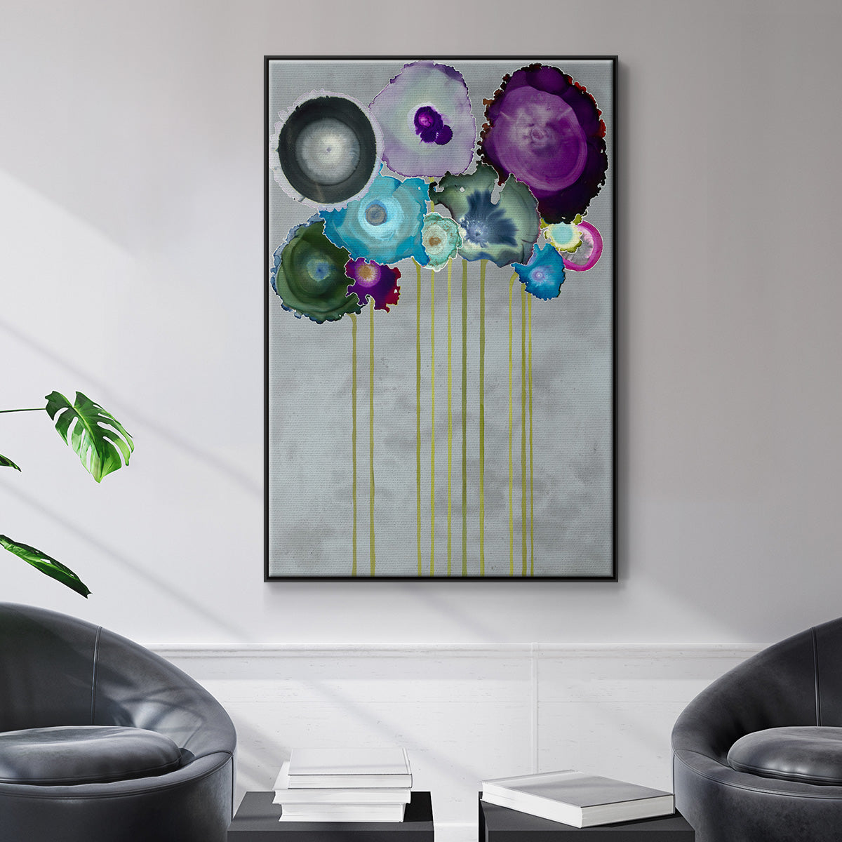 Silver Bouquet - Floater Framed Canvas Print