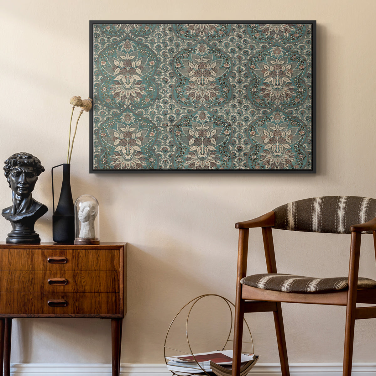 Vintage Abstract Print X - Floater Framed Canvas Print