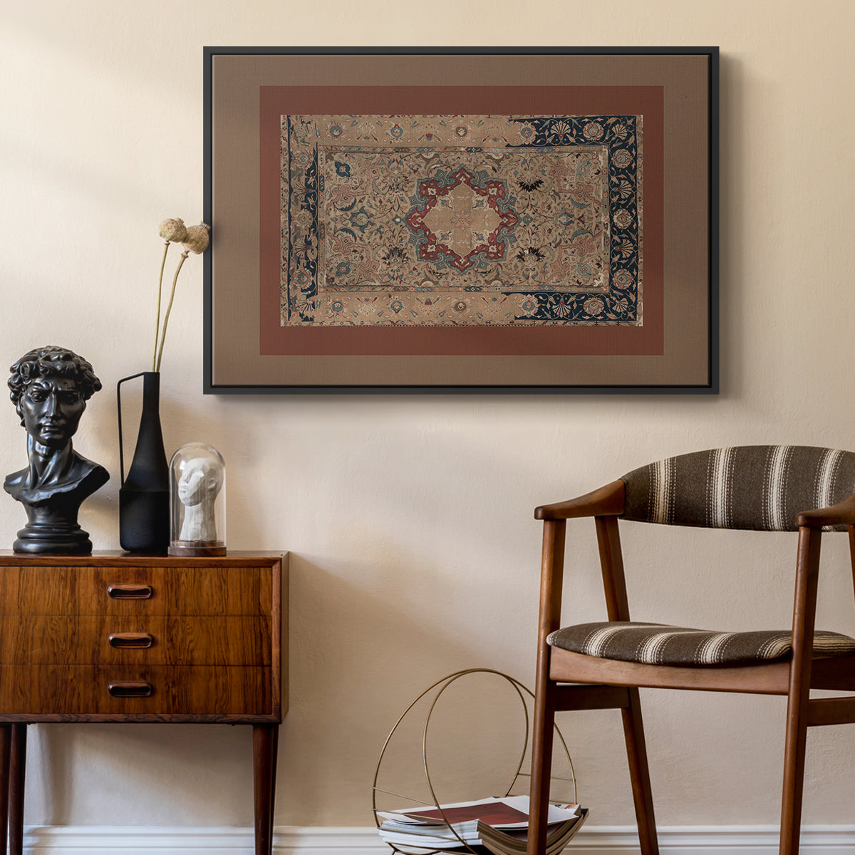 Vintage Abstract Print XII - Floater Framed Canvas Print