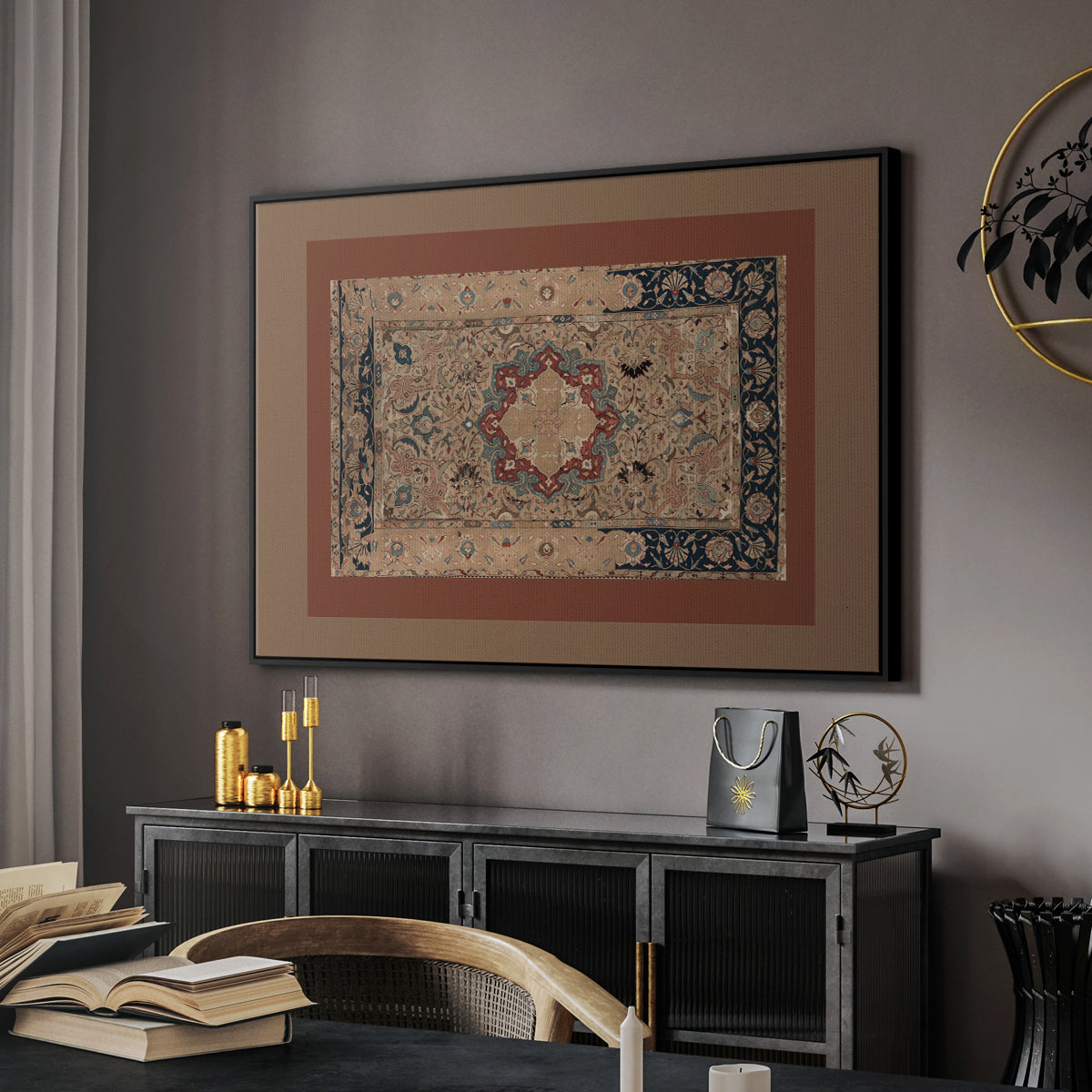 Vintage Abstract Print XII - Floater Framed Canvas Print