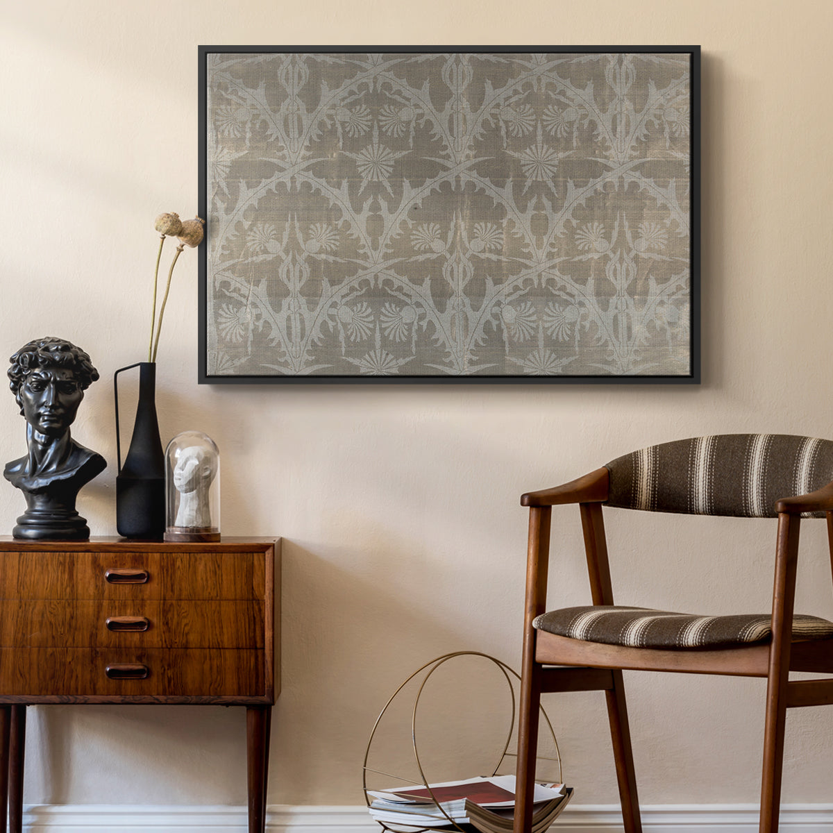 Vintage Abstract Print XIII - Floater Framed Canvas Print