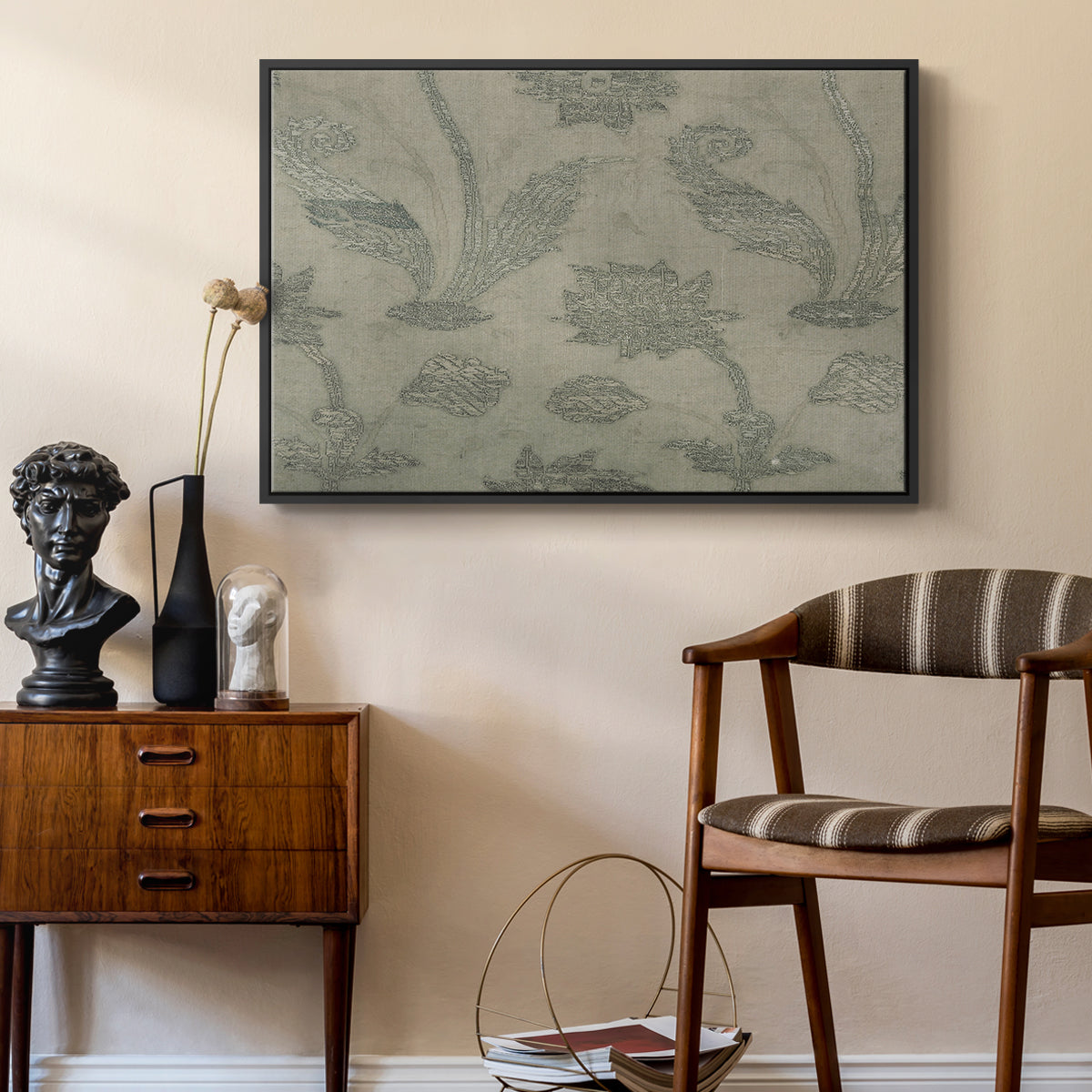 Vintage Abstract Print XV - Floater Framed Canvas Print