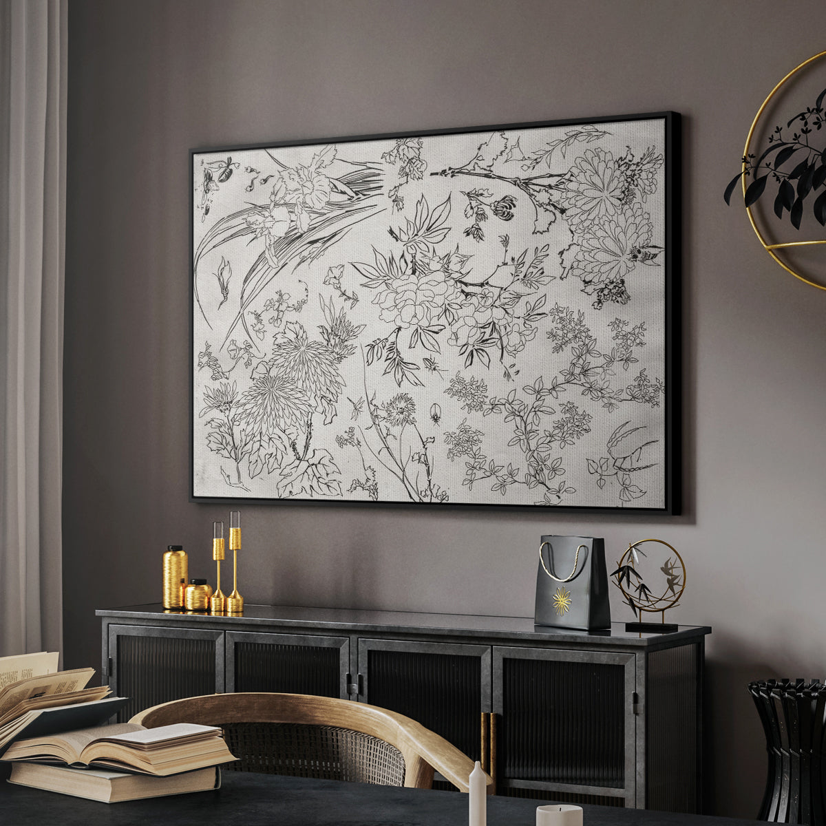 Vintage Abstract Print XVI - Floater Framed Canvas Print