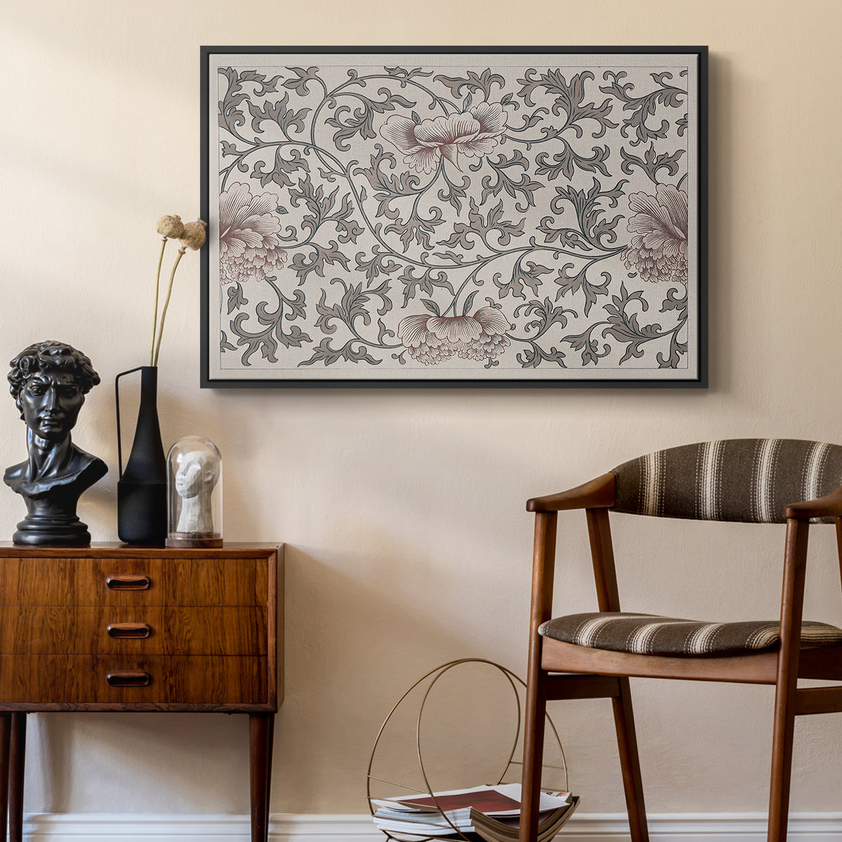 Vintage Abstract Print XVII - Floater Framed Canvas Print
